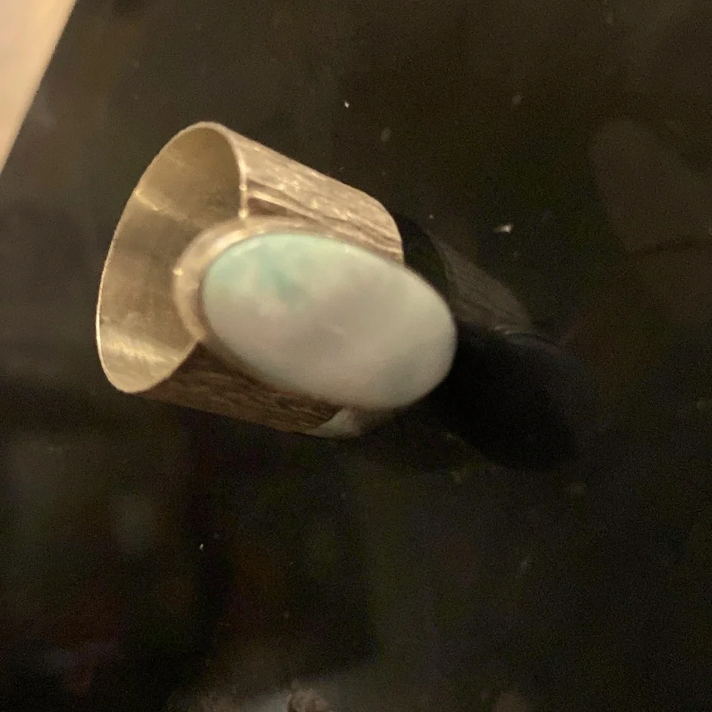 Sterling Silver & Laramar Blue Dolphin Energy Stone Ring Sz 7.5 NWOT‎